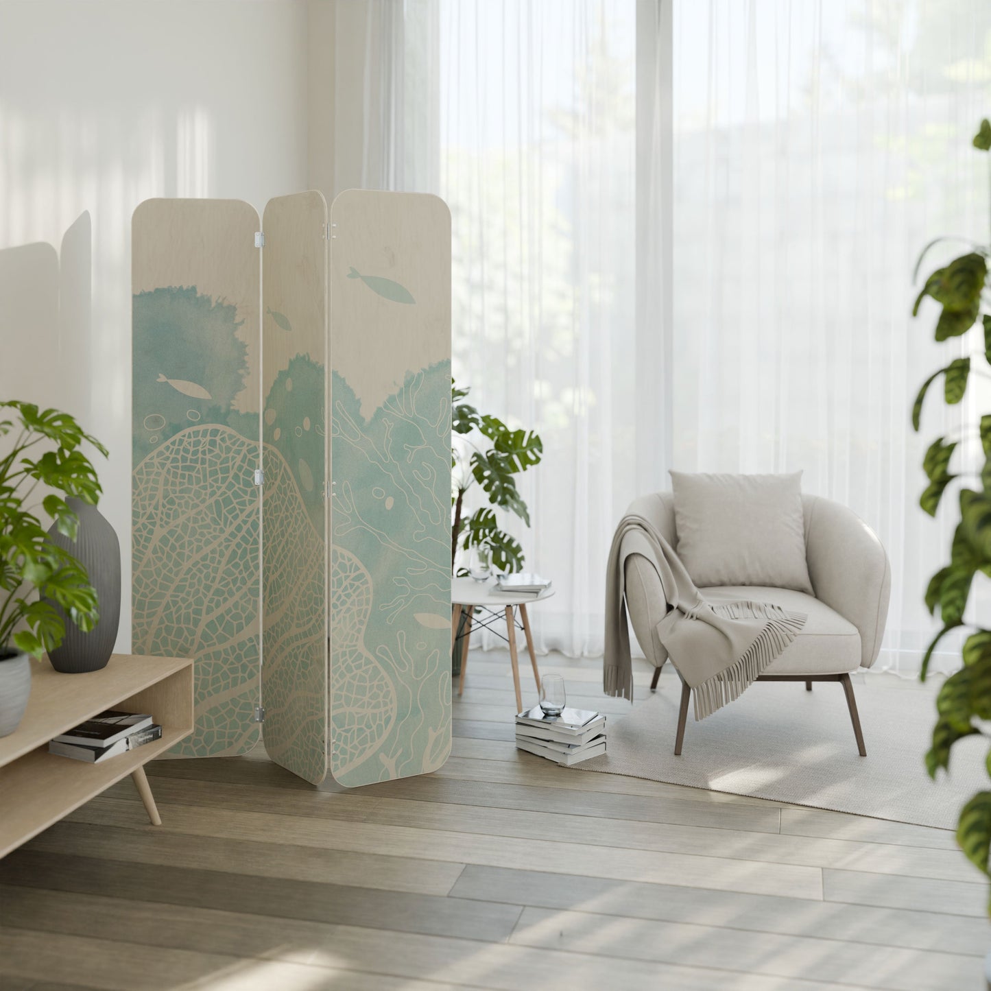 UNDERWATER PLEASURES 3-Panel Plywood Room Divider