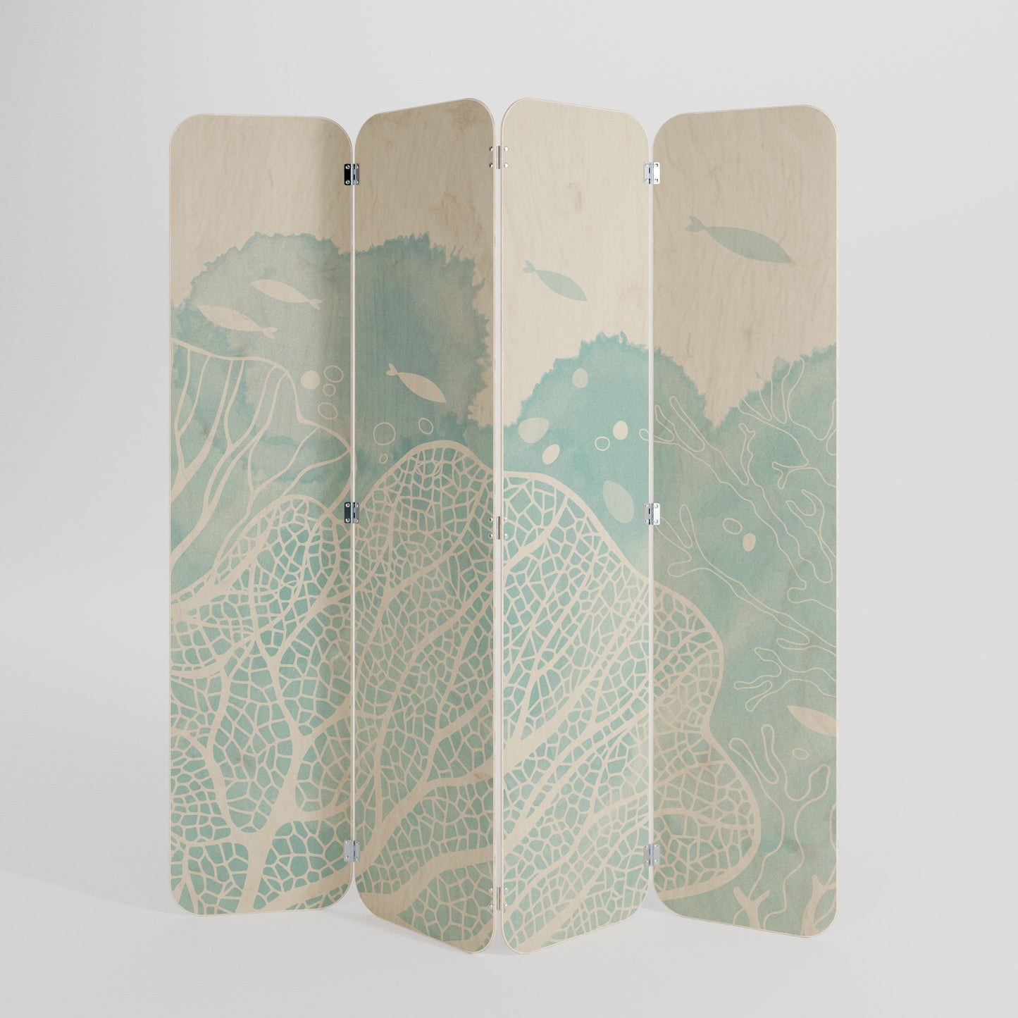 UNDERWATER PLEASURES 4-Panel Plywood Room Divider