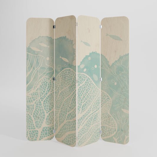 UNDERWATER PLEASURES 4-Panel Plywood Room Divider