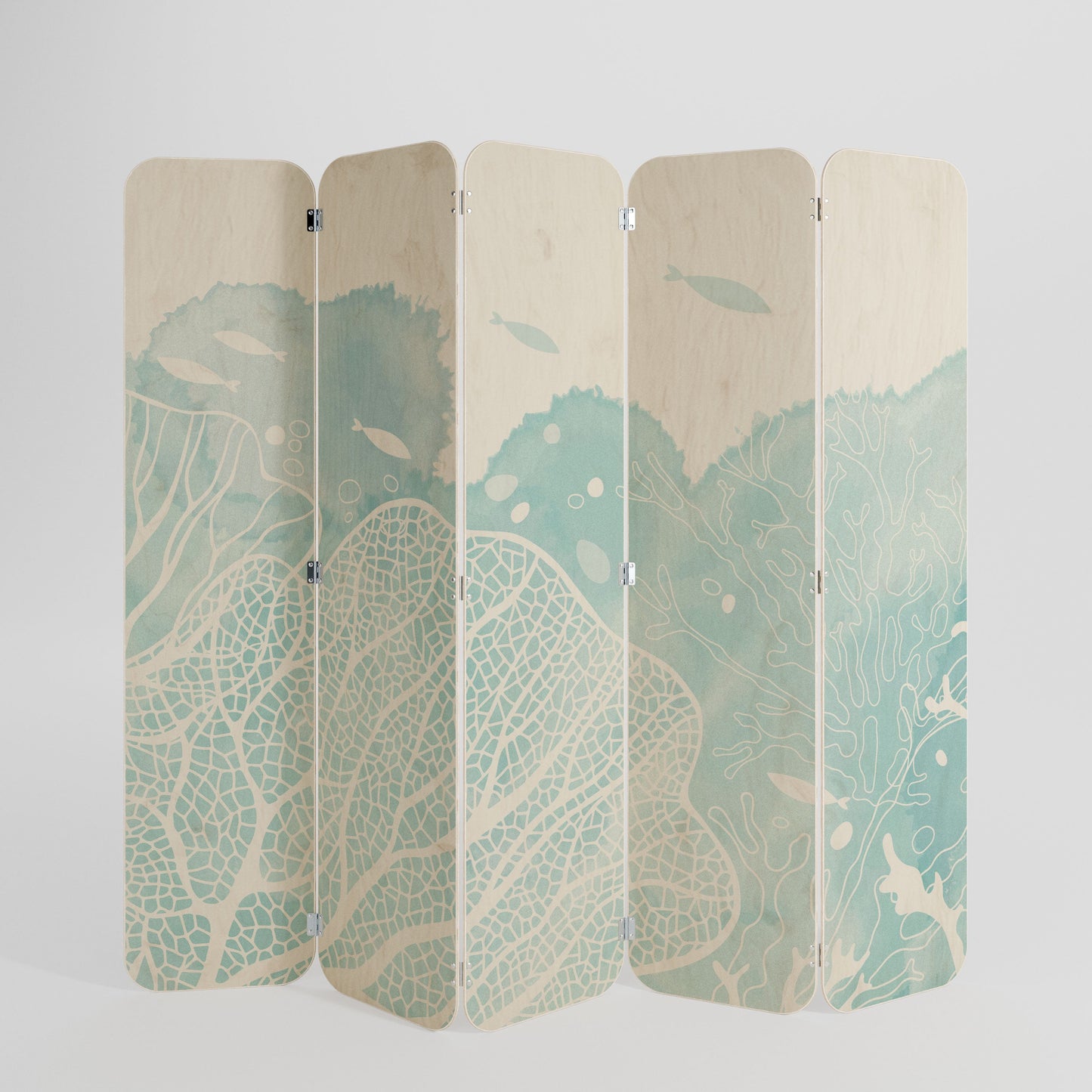 UNDERWATER PLEASURES 5-Panel Plywood Room Divider