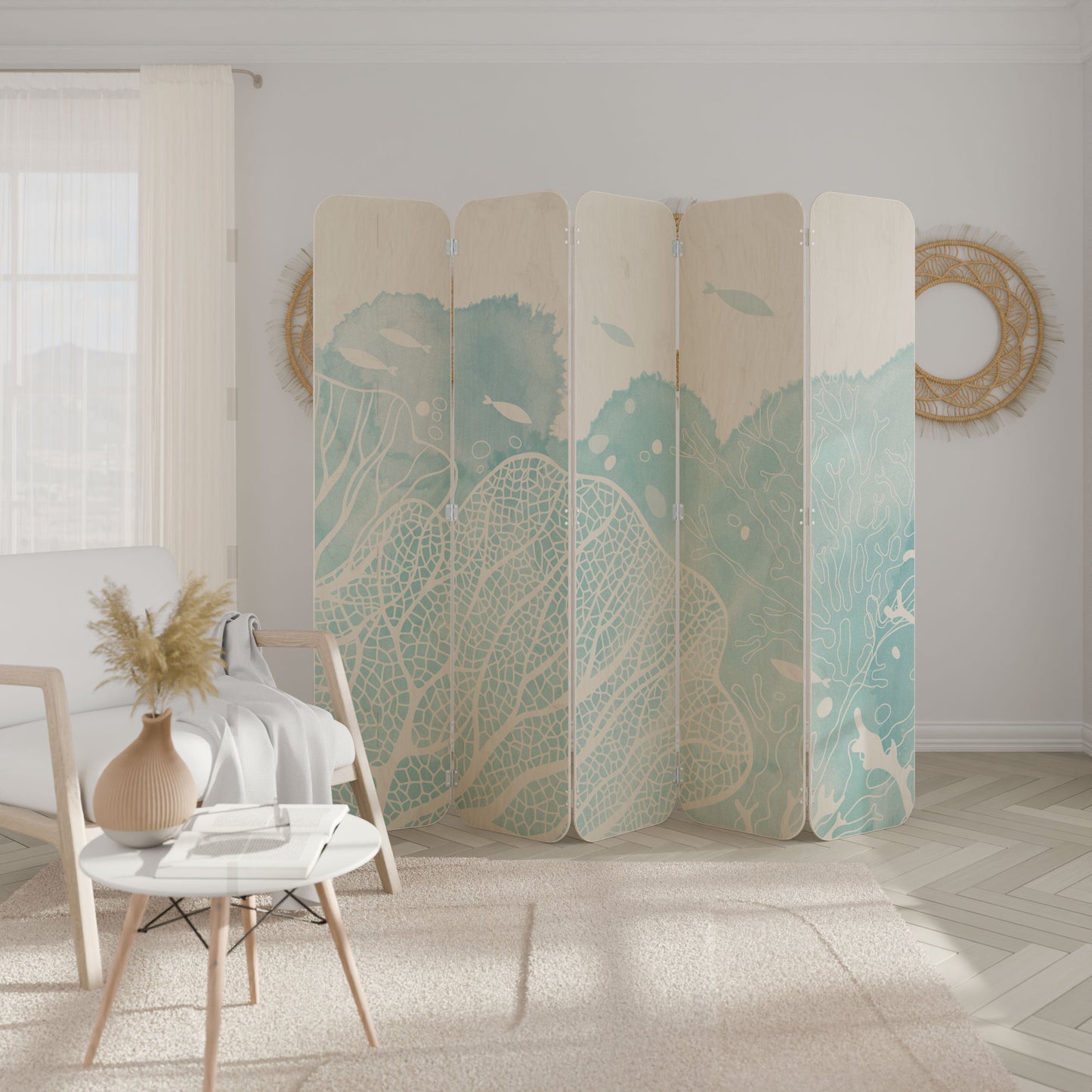 UNDERWATER PLEASURES 5-Panel Plywood Room Divider