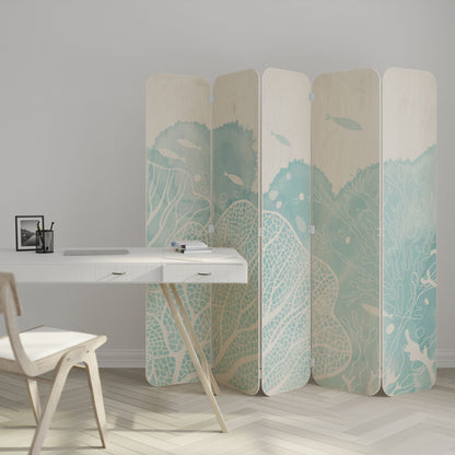 UNDERWATER PLEASURES 5-Panel Plywood Room Divider