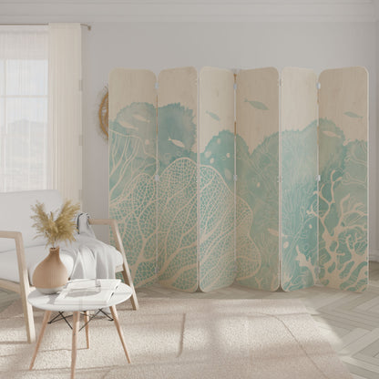 UNDERWATER PLEASURES 6-Panel Plywood Room Divider