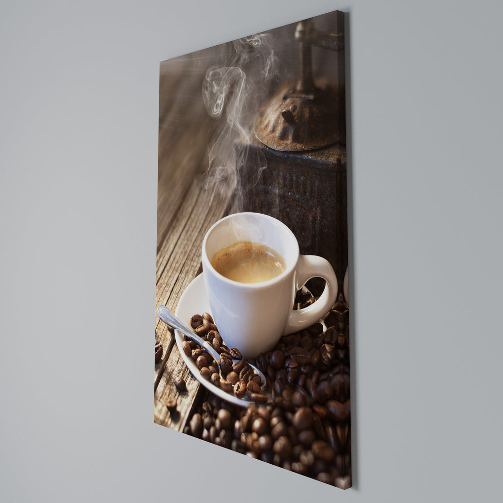 STEAMING BREWED DELIGHT Vertical Canvas Print