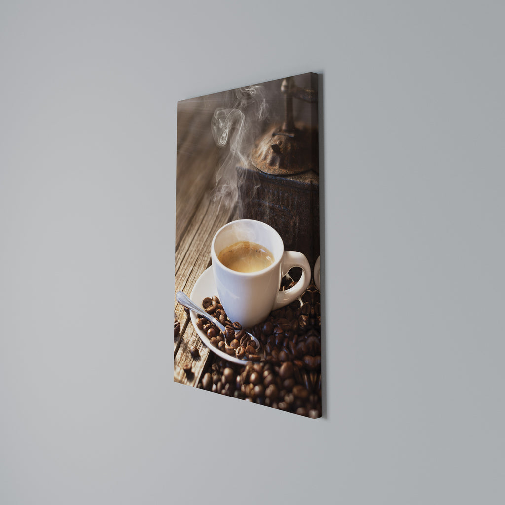 STEAMING BREWED DELIGHT Vertical Canvas Print