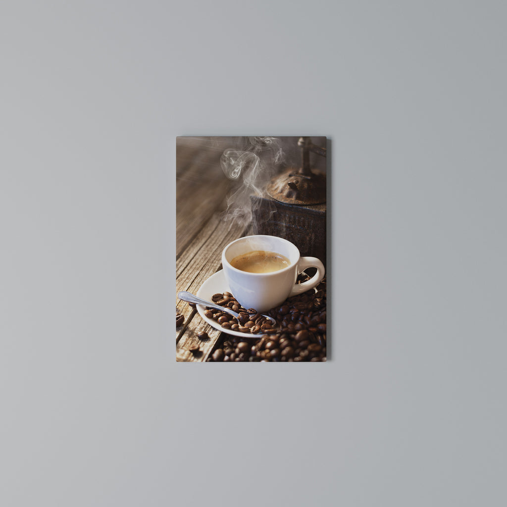 STEAMING BREWED DELIGHT Vertical Canvas Print