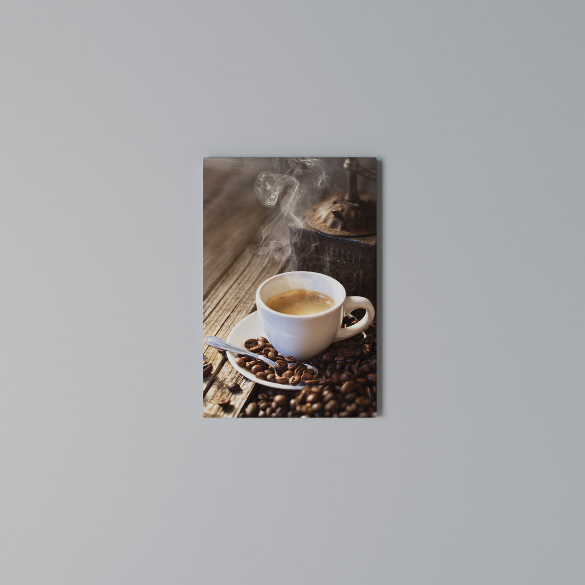 STEAMING BREWED DELIGHT Vertical Canvas Print