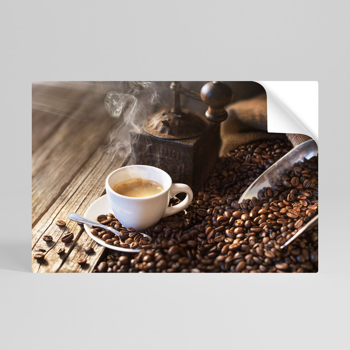 STEAMING BREWED DELIGHT Vodorovný samolepicí plakát