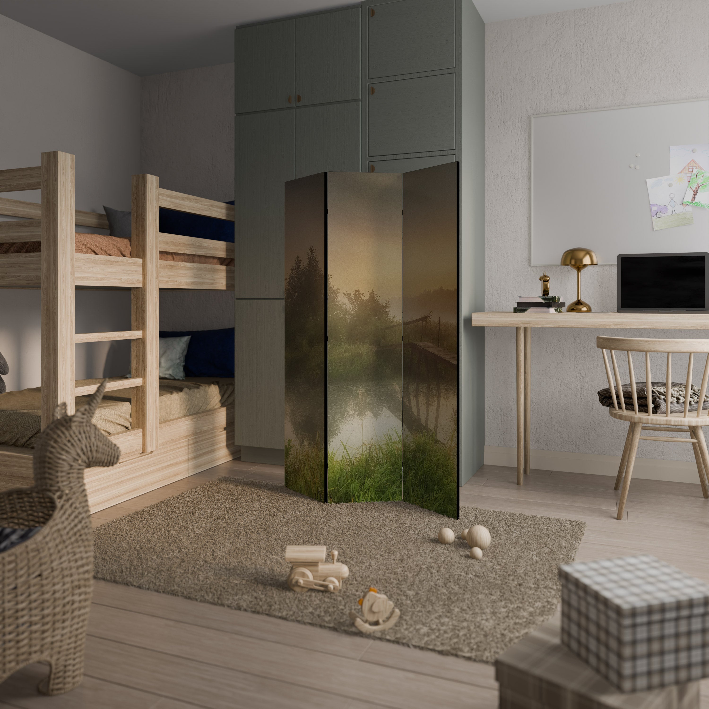 DREAMY HAZE Dekorativ rumsavdelare – 3 paneler