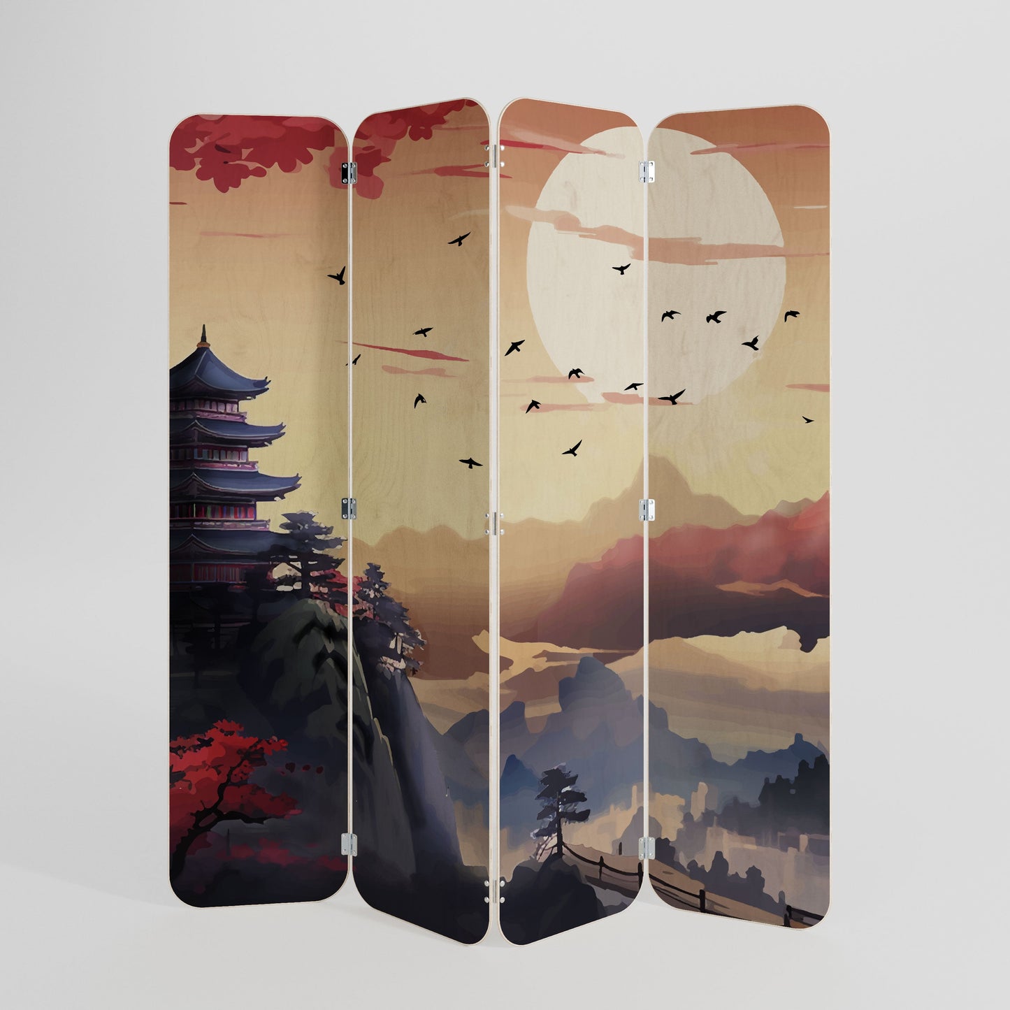 JAPANESE AURA 4-Panel Plywood Room Divider