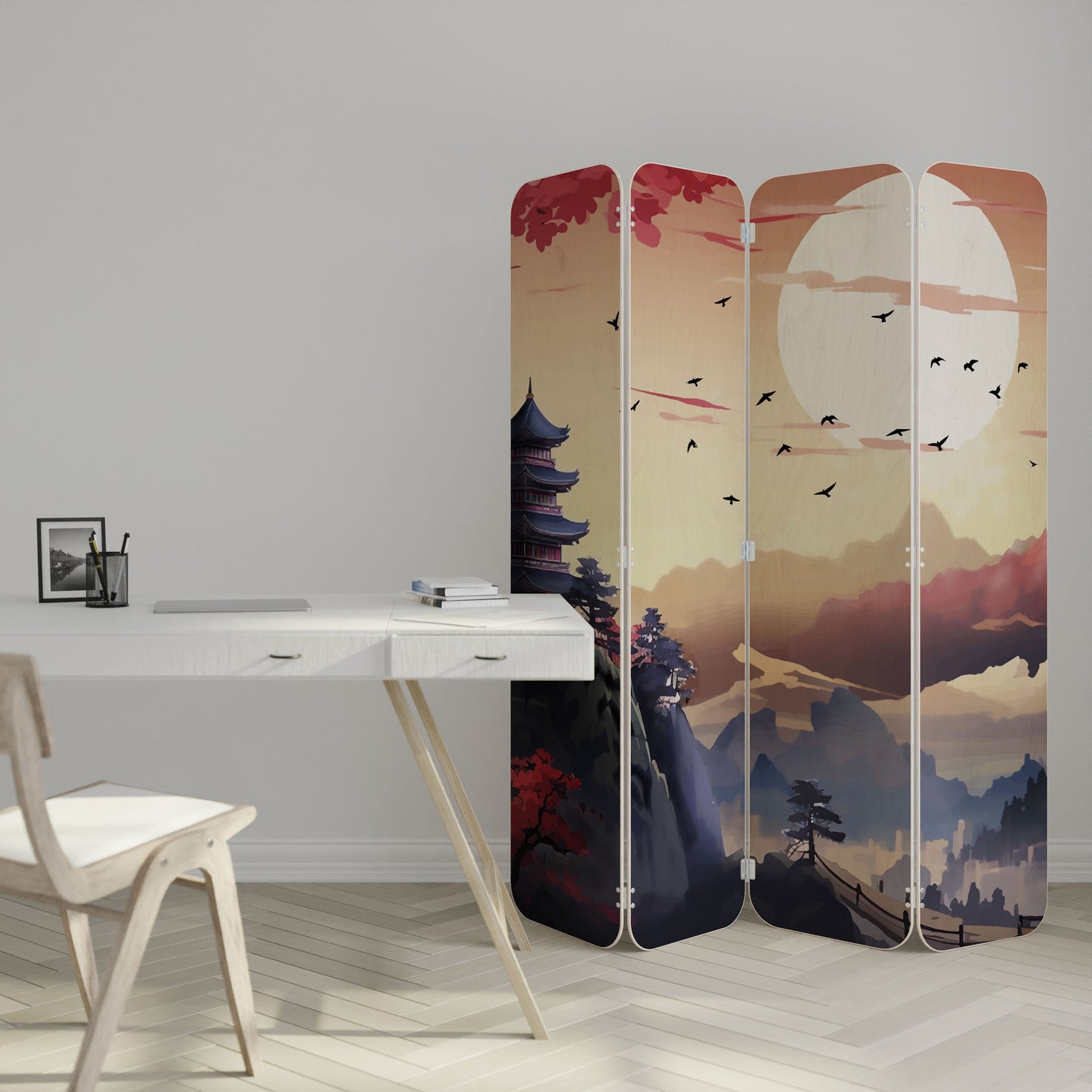 JAPANESE AURA 4-Panel Plywood Room Divider