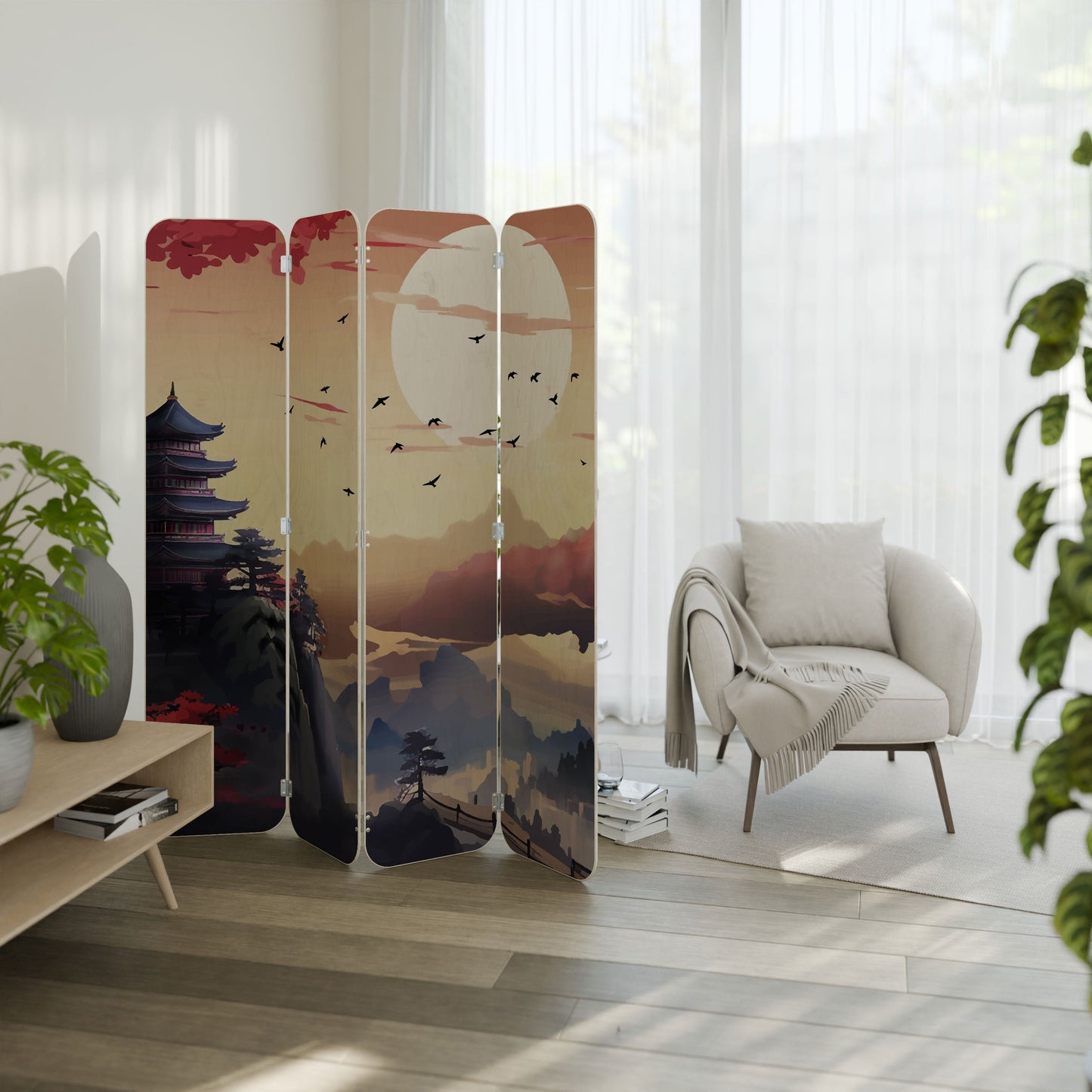 JAPANESE AURA 4-Panel Plywood Room Divider