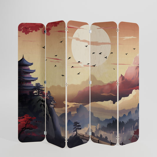 JAPANESE AURA 5-Panel Plywood Room Divider