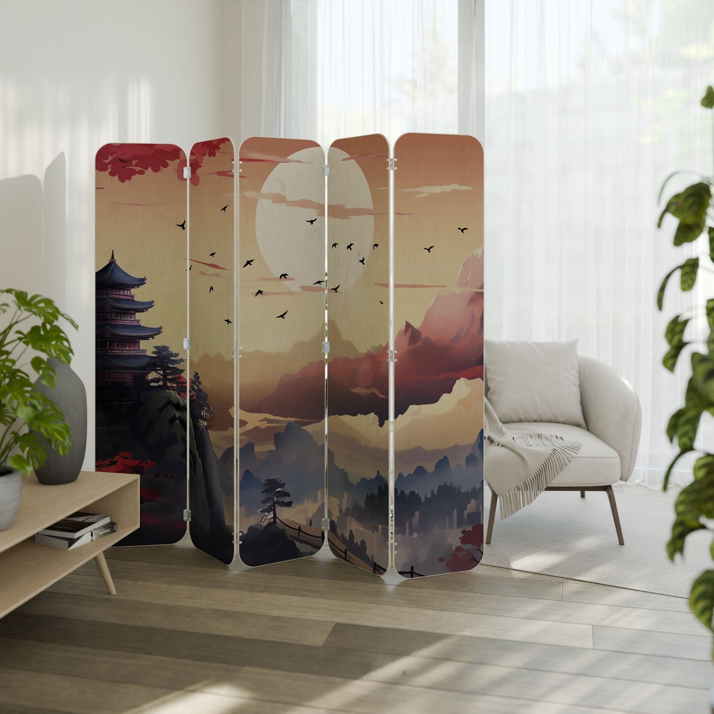 JAPANESE AURA 5-Panel Plywood Room Divider