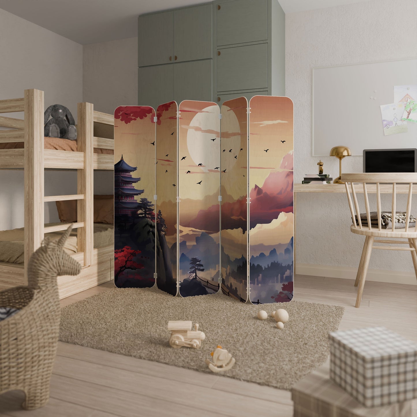 JAPANESE AURA 5-Panel Plywood Room Divider