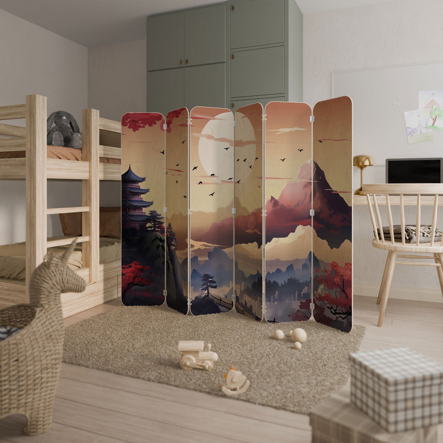 JAPANESE AURA 6-Panel Plywood Room Divider