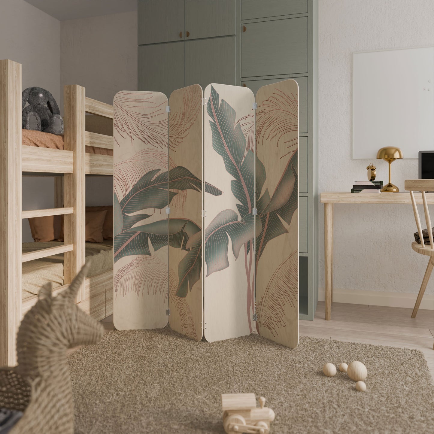 DELICATE BLISS 4-Panel Plywood Room Divider