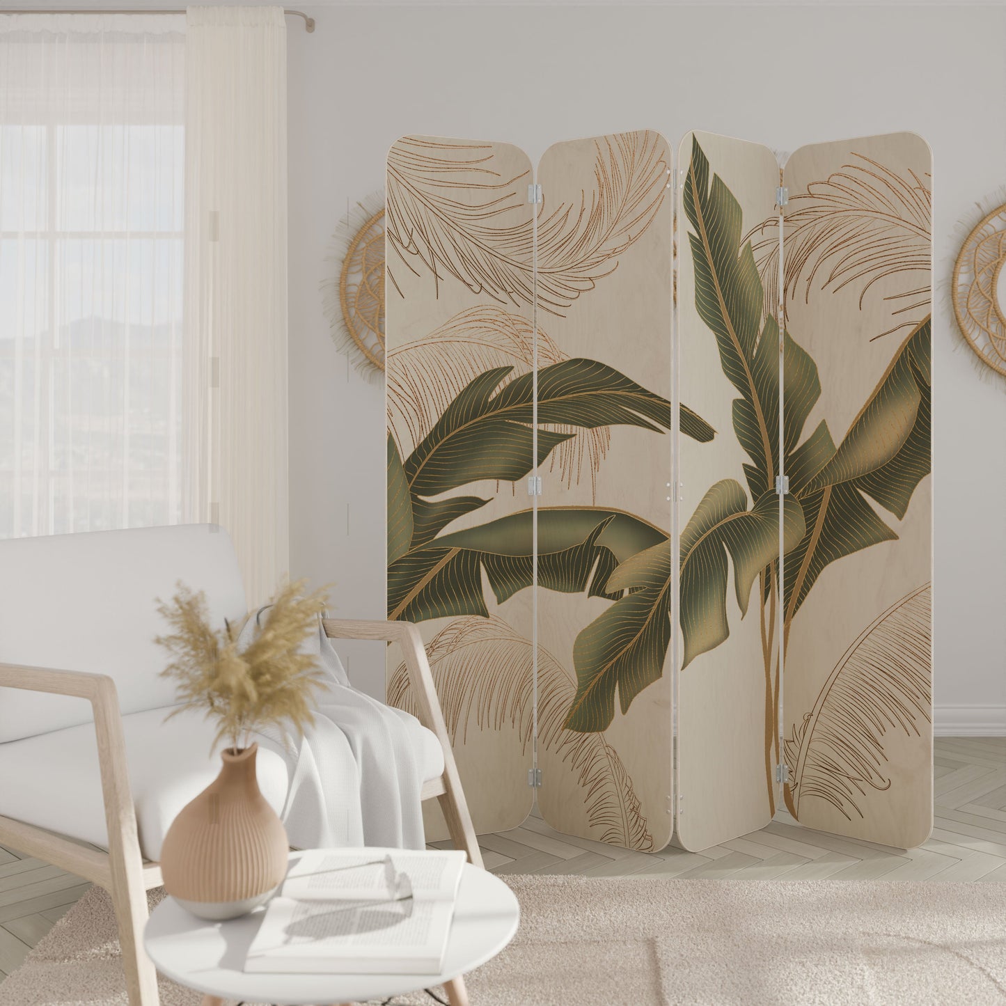 SUBTLE CHARM 4-Panel Plywood Room Divider