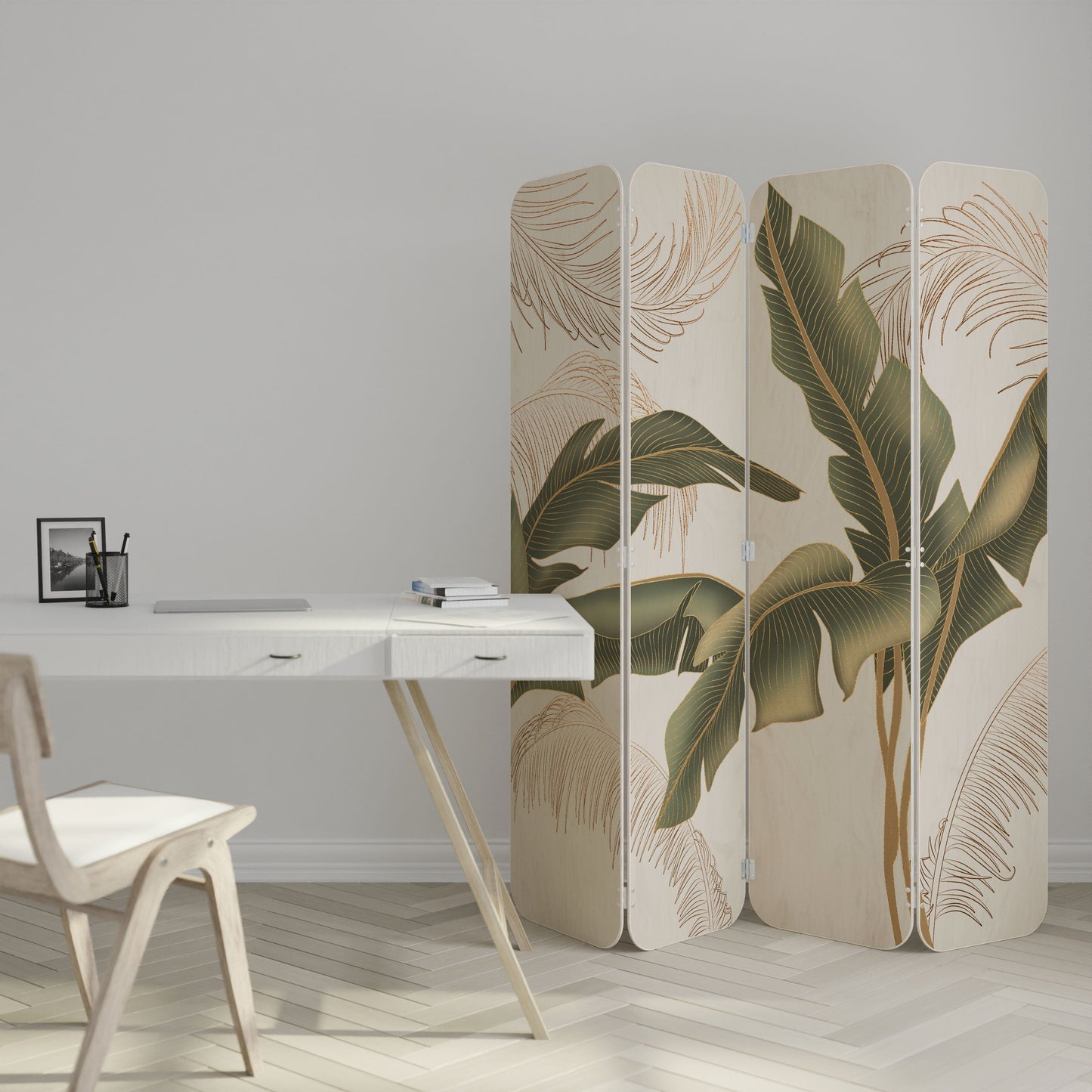 SUBTLE CHARM 4-Panel Plywood Room Divider