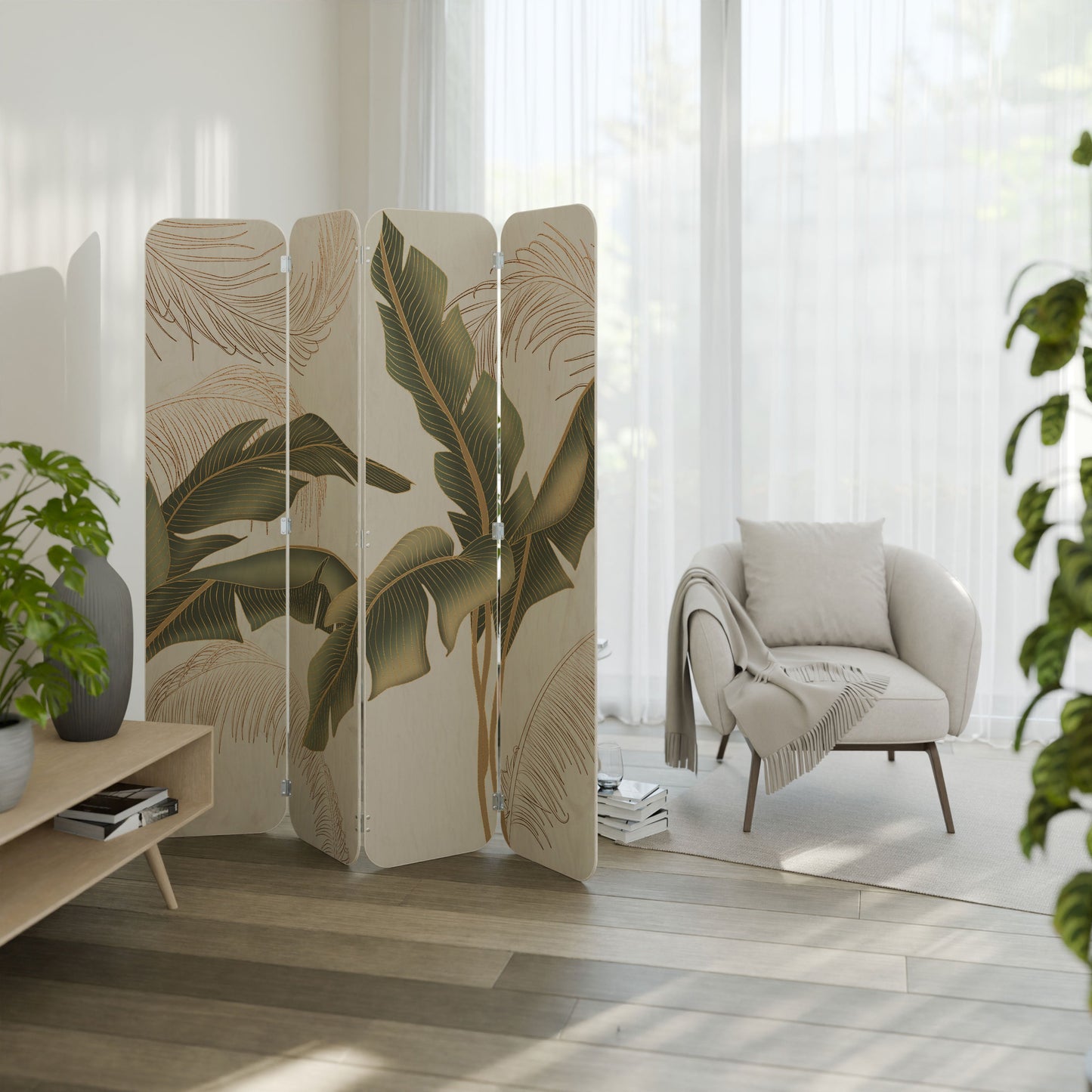 SUBTLE CHARM 4-Panel Plywood Room Divider