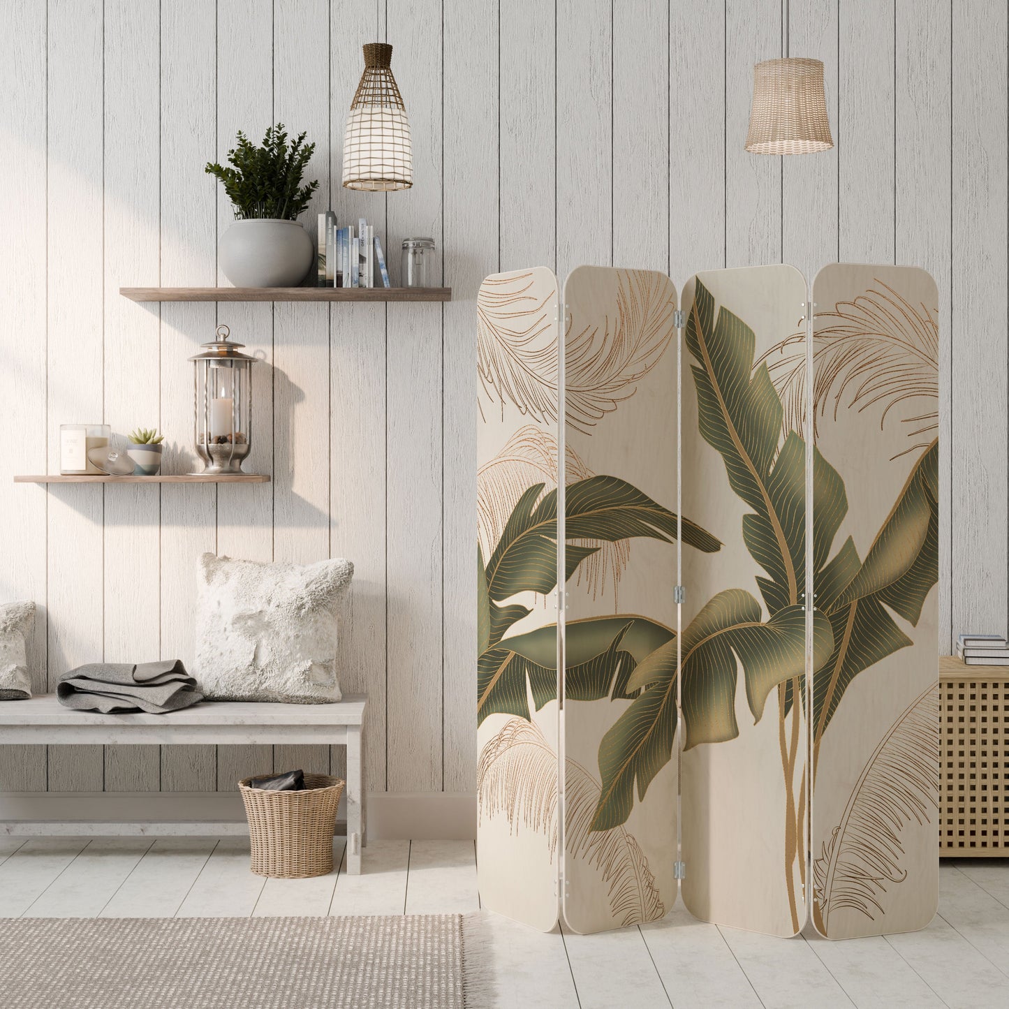 SUBTLE CHARM 4-Panel Plywood Room Divider