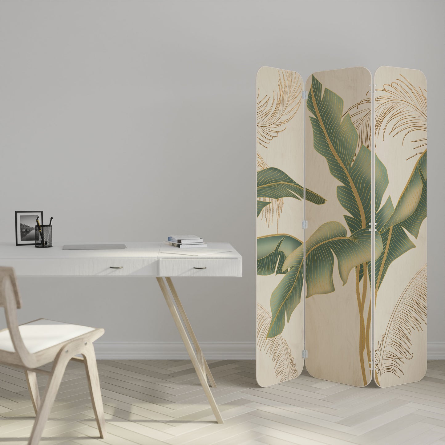 GENTLE HARMONY 3-Panel Plywood Room Divider