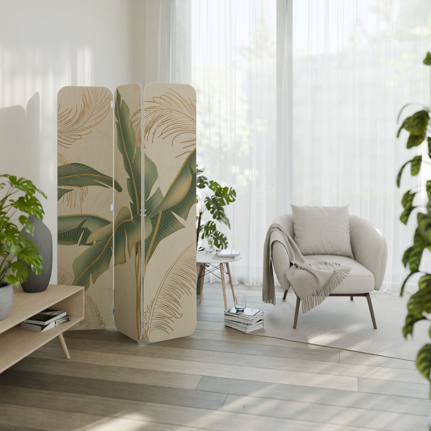 GENTLE HARMONY 3-Panel Plywood Room Divider