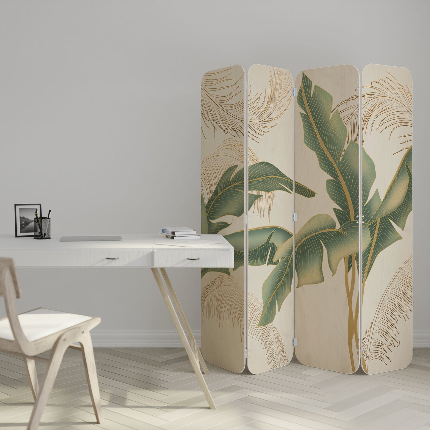 GENTLE HARMONY 4-Panel Plywood Room Divider