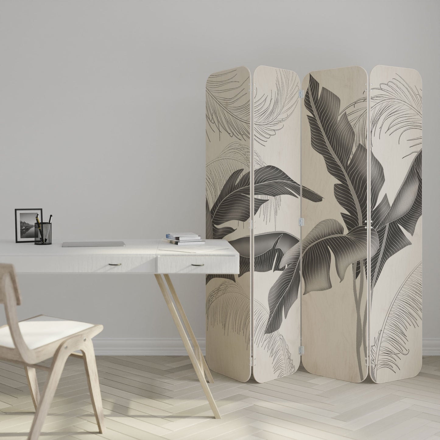 CALM ALLURE 4-Panel Plywood Room Divider