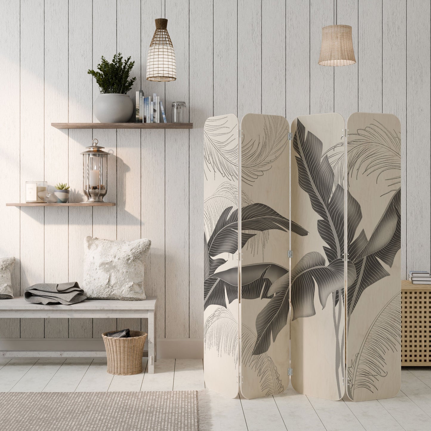 CALM ALLURE 4-Panel Plywood Room Divider