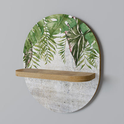 URBAN TROPICS Oval Art Shelf In Oak Effect