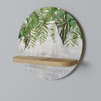 URBAN TROPICS Round Art Shelf In Oak Effect