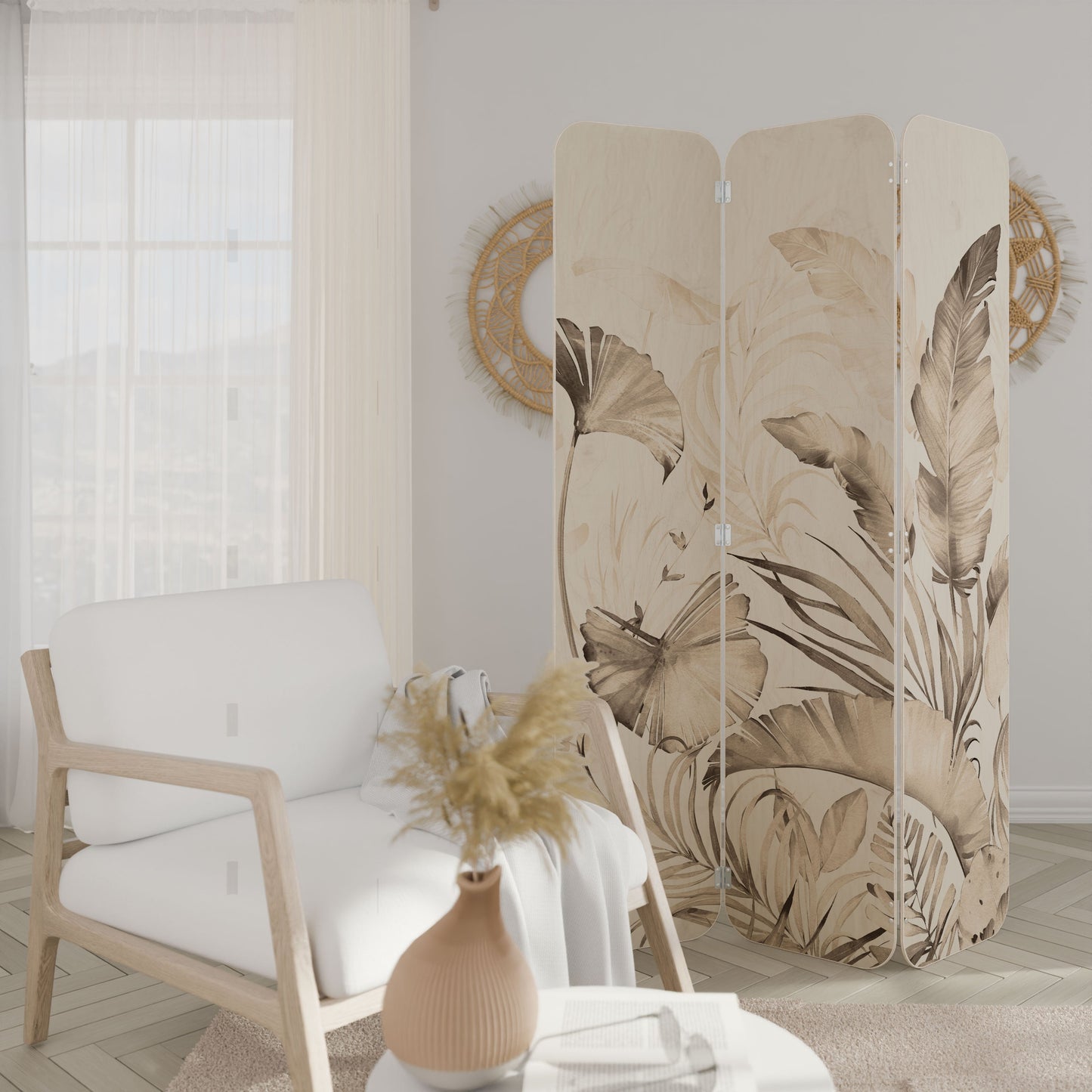 WILD TENDERNESS 3-Panel Plywood Room Divider