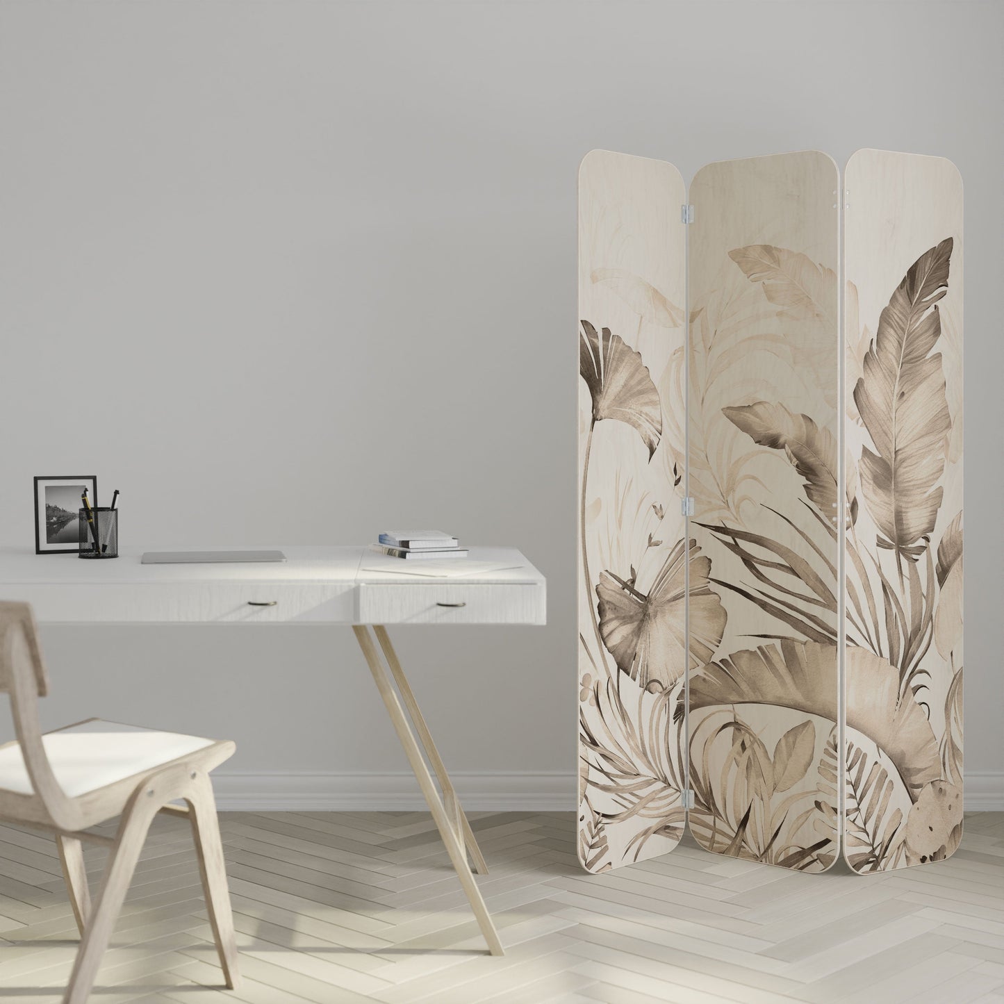 WILD TENDERNESS 3-Panel Plywood Room Divider