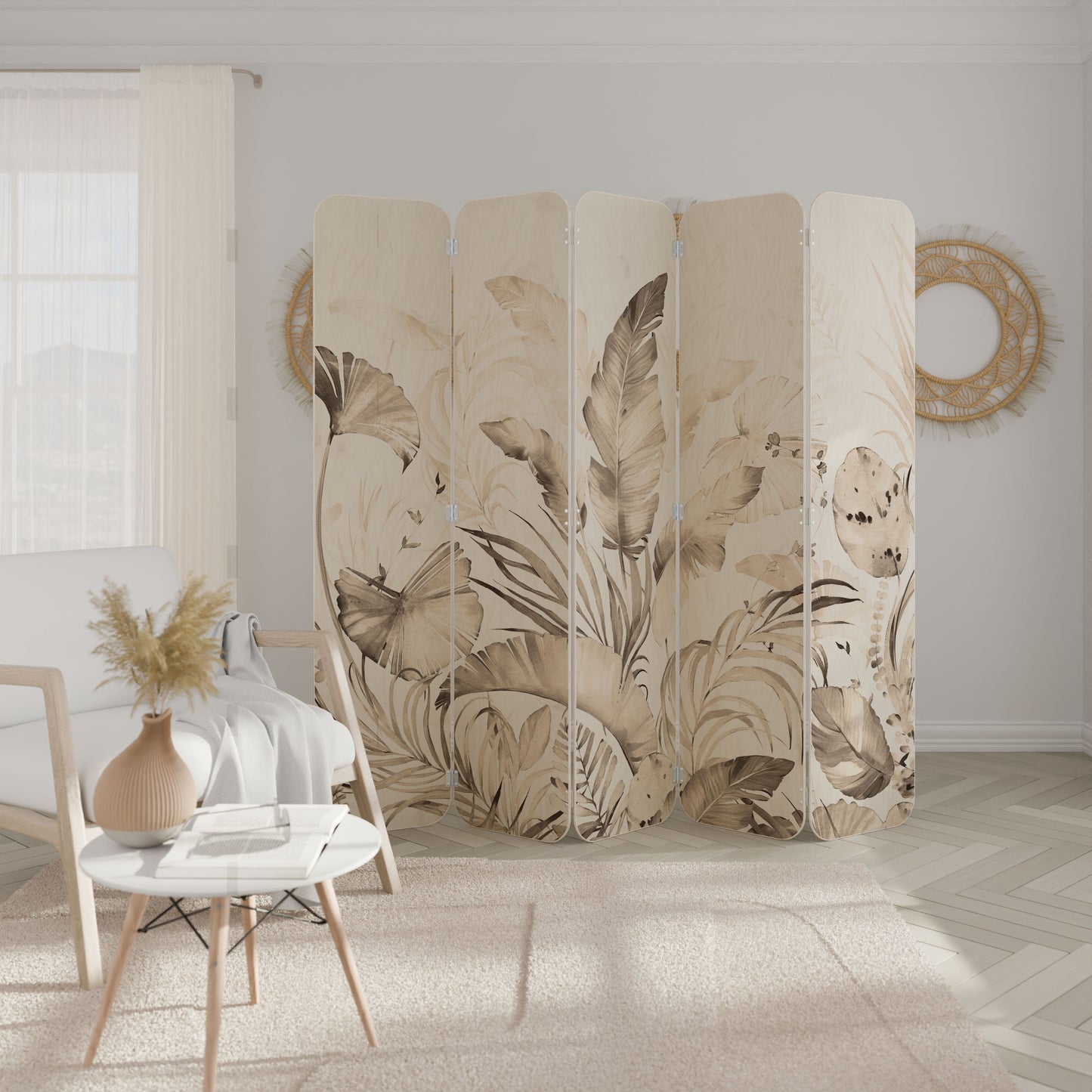 WILD TENDERNESS 5-Panel Plywood Room Divider