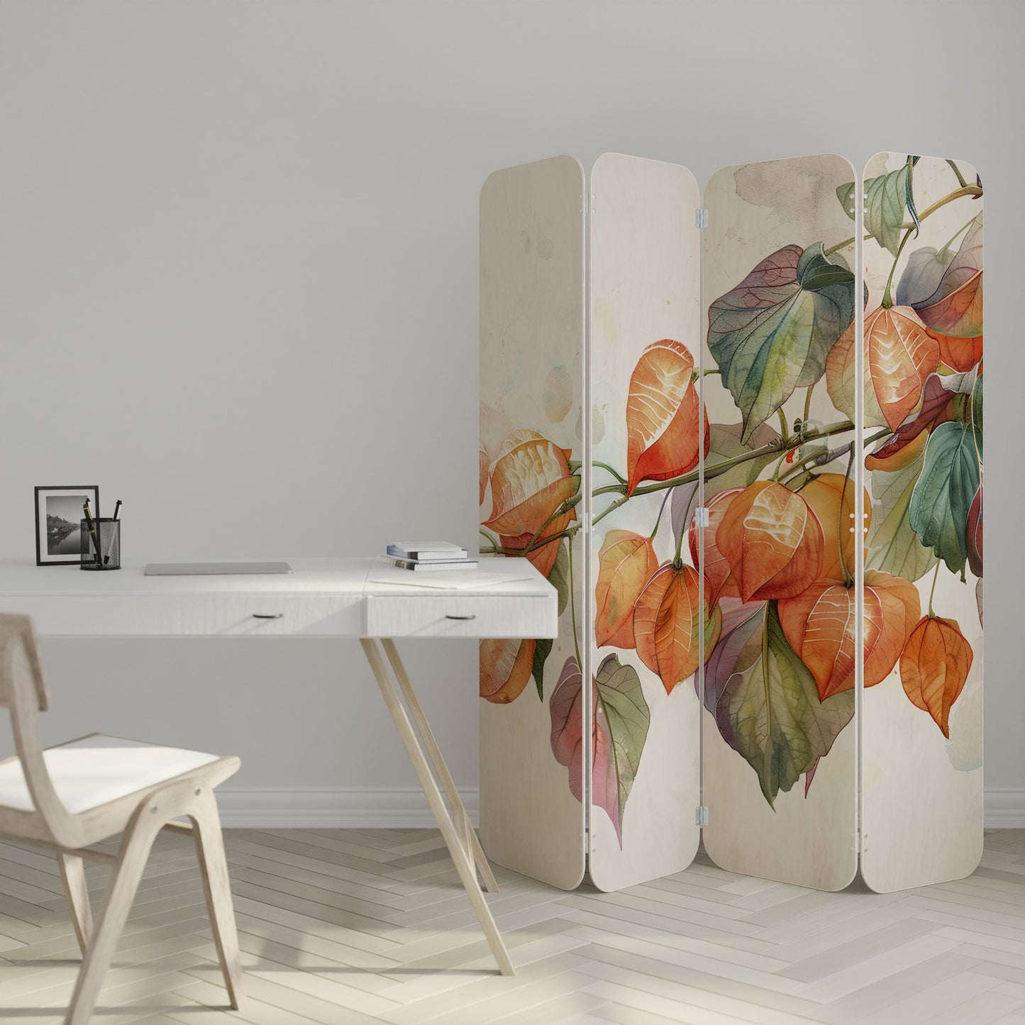 FLEETING DAYS 4-Panel Plywood Room Divider