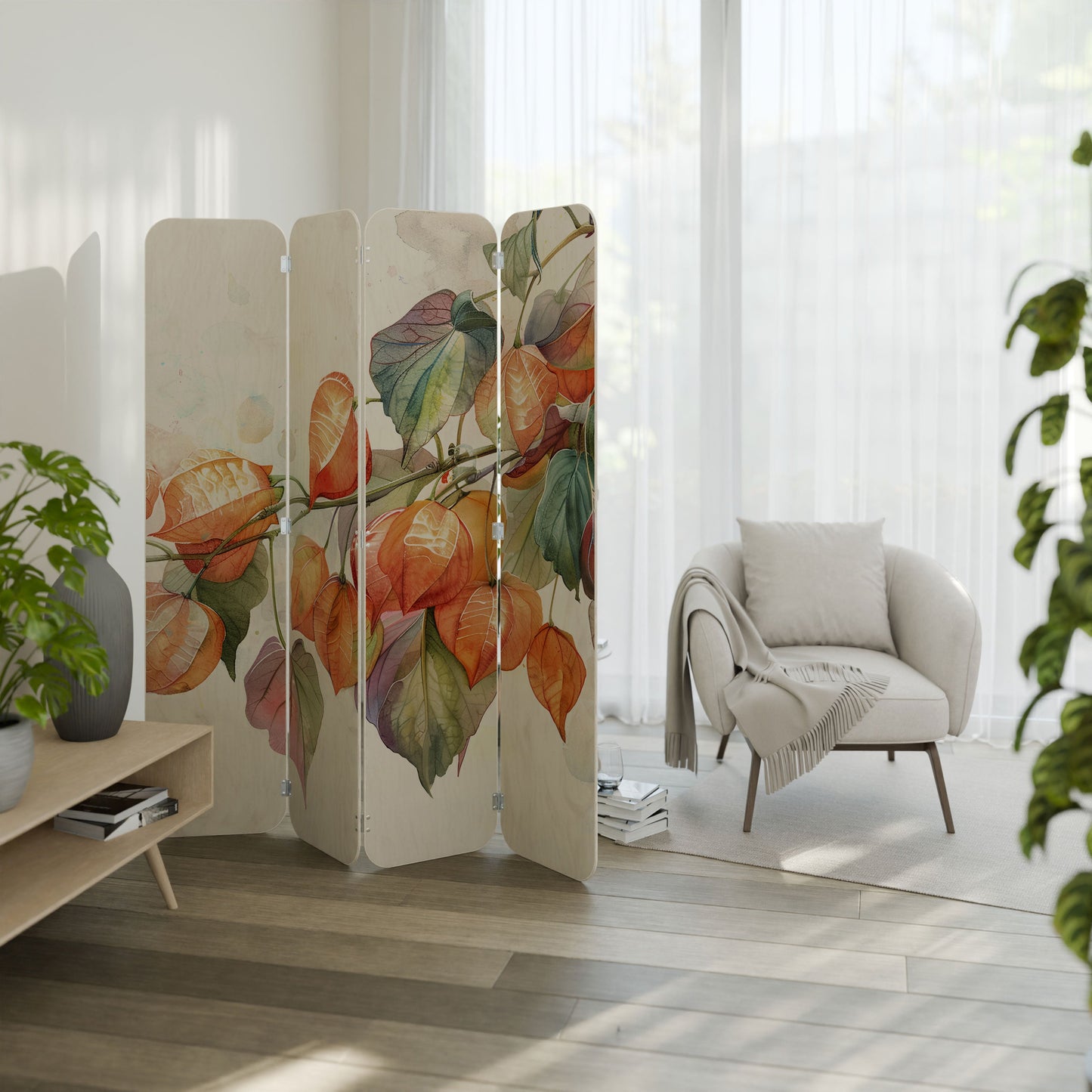 FLEETING DAYS 4-Panel Plywood Room Divider