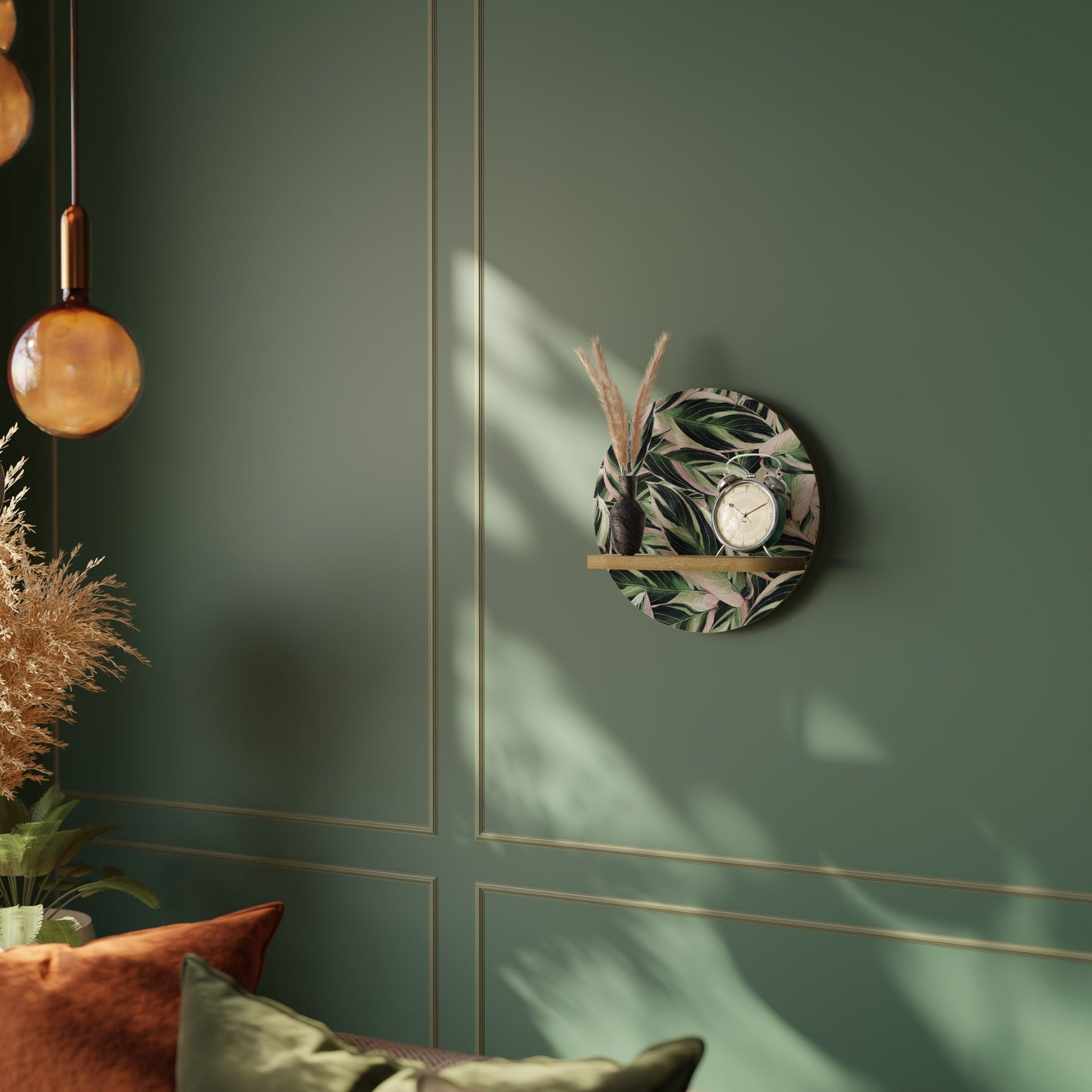 EERIE STROMANTHE Round Art Shelf In Oak Effect