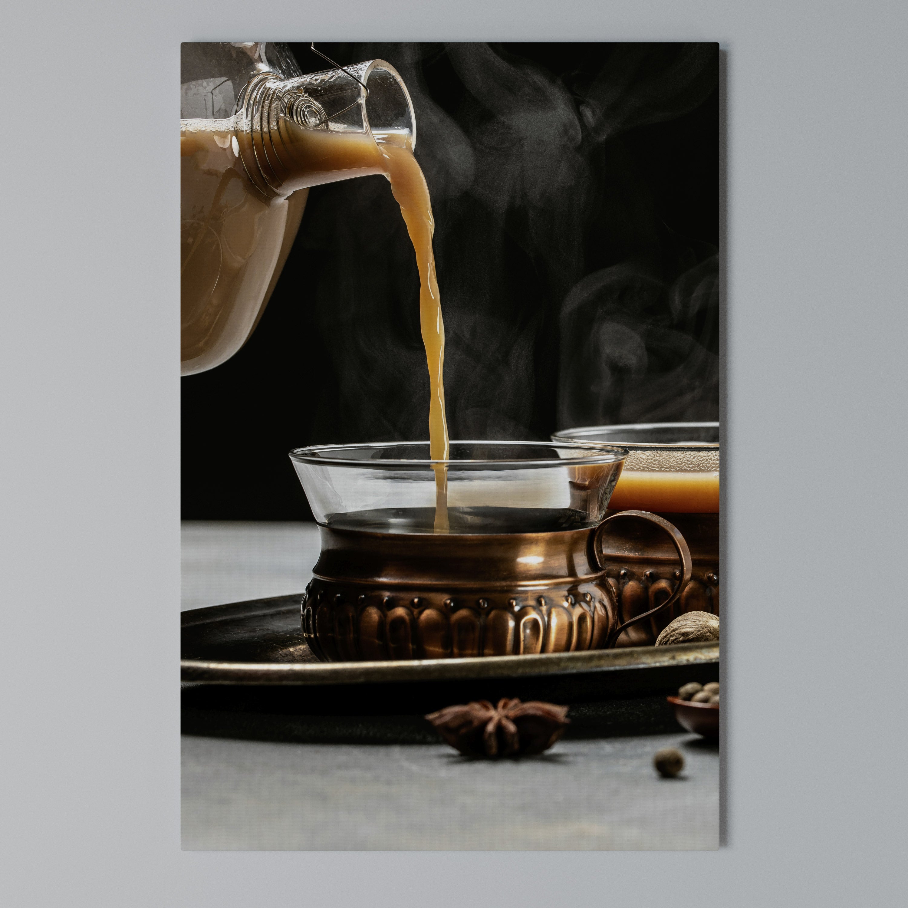 STEAMING SIPS OF SERENITY Cuadro en lienzo vertical
