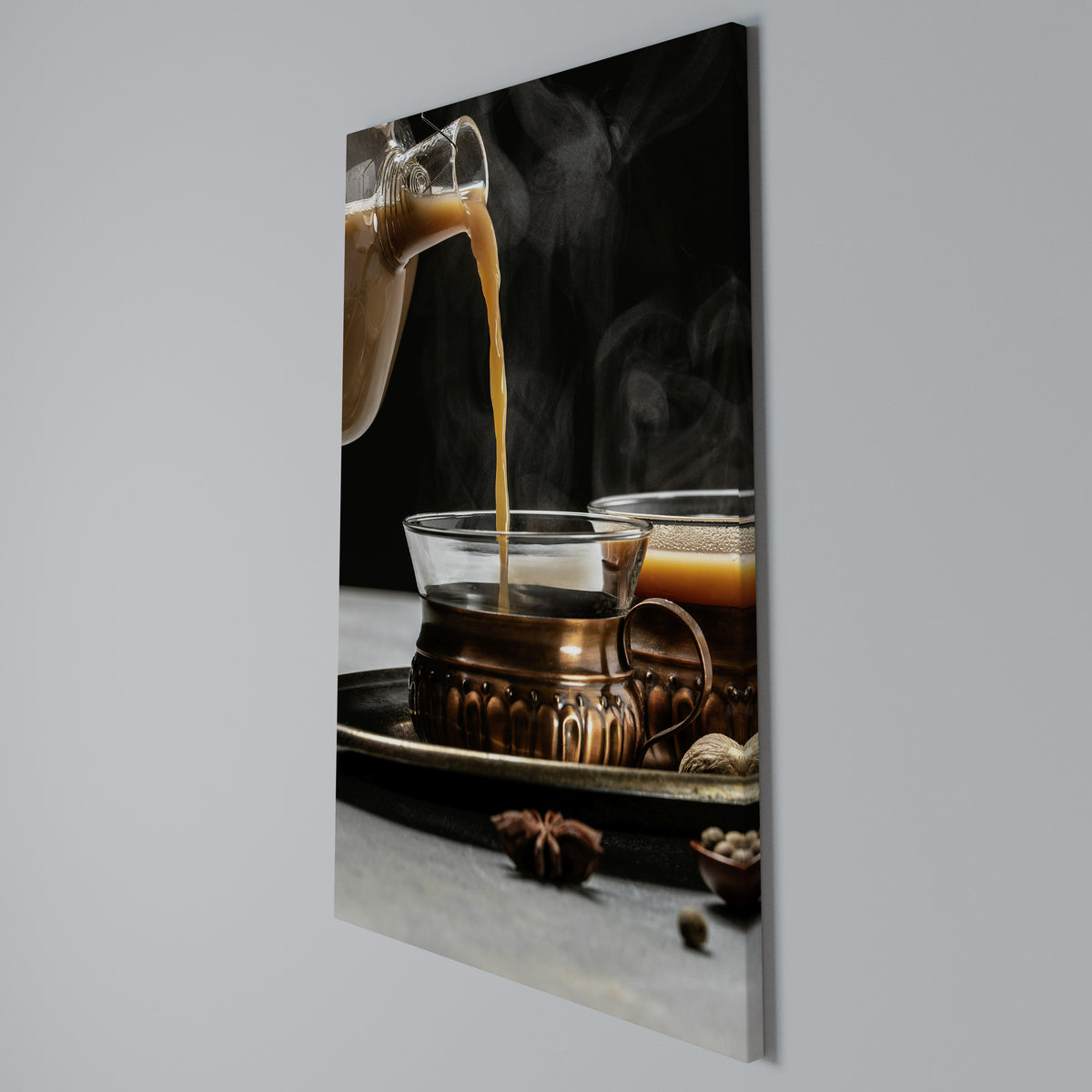 STEAMING SIPS OF SERENITY Stampa su tela verticale