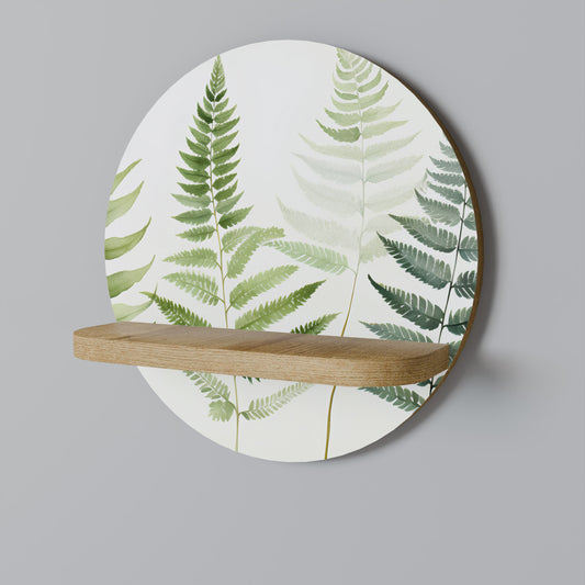 FERN MAJESTY Round Art Shelf In Oak Effect