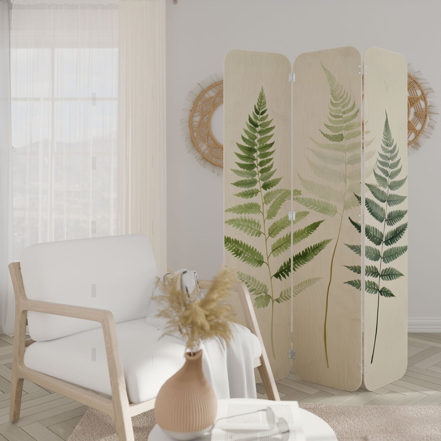 FERN MAJESTY 3-Panel Plywood Room Divider