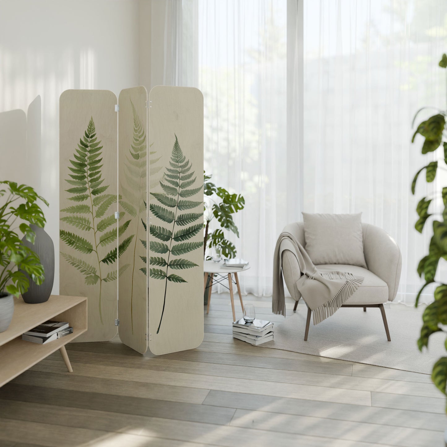 FERN MAJESTY 3-Panel Plywood Room Divider