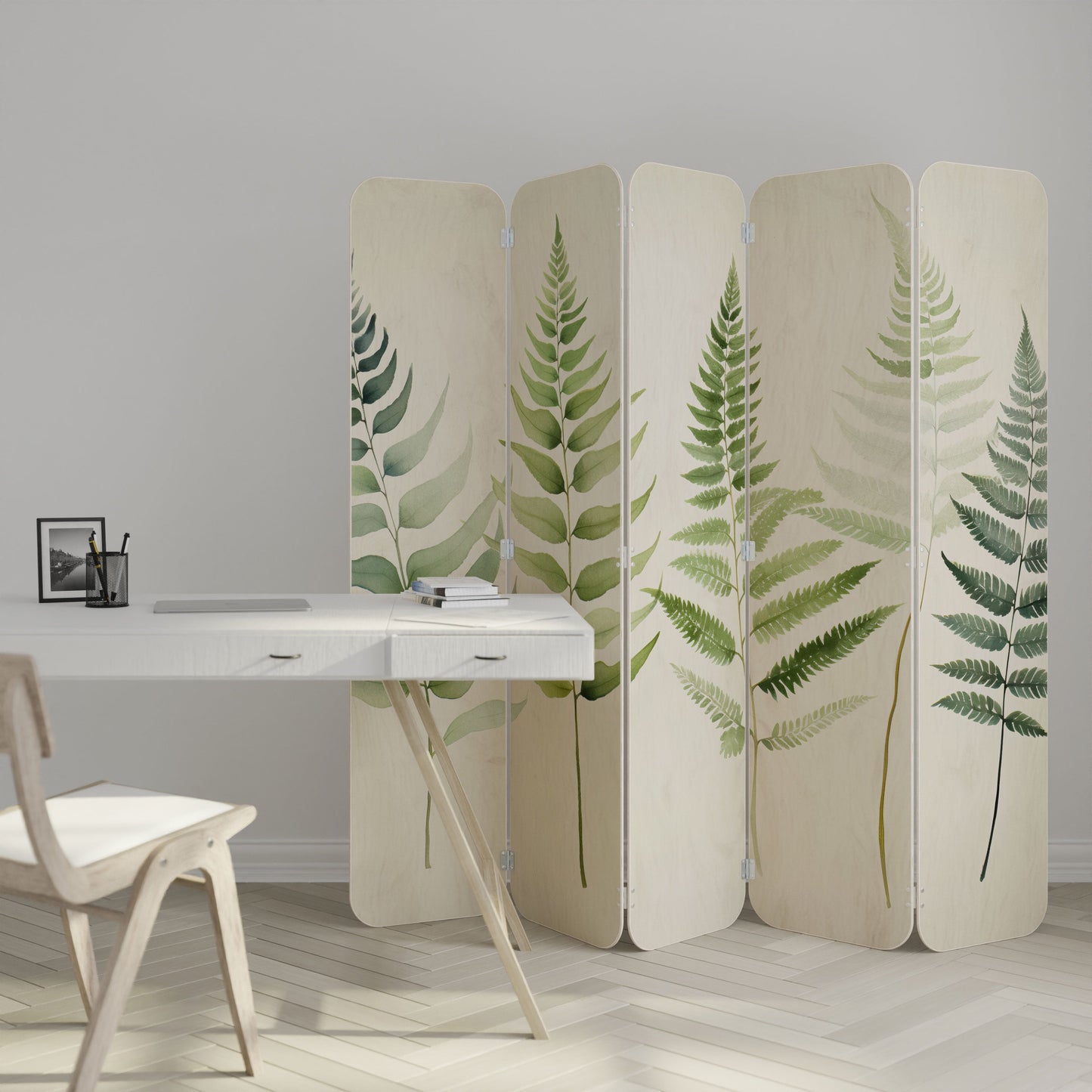 FERN MAJESTY 5-Panel Plywood Room Divider