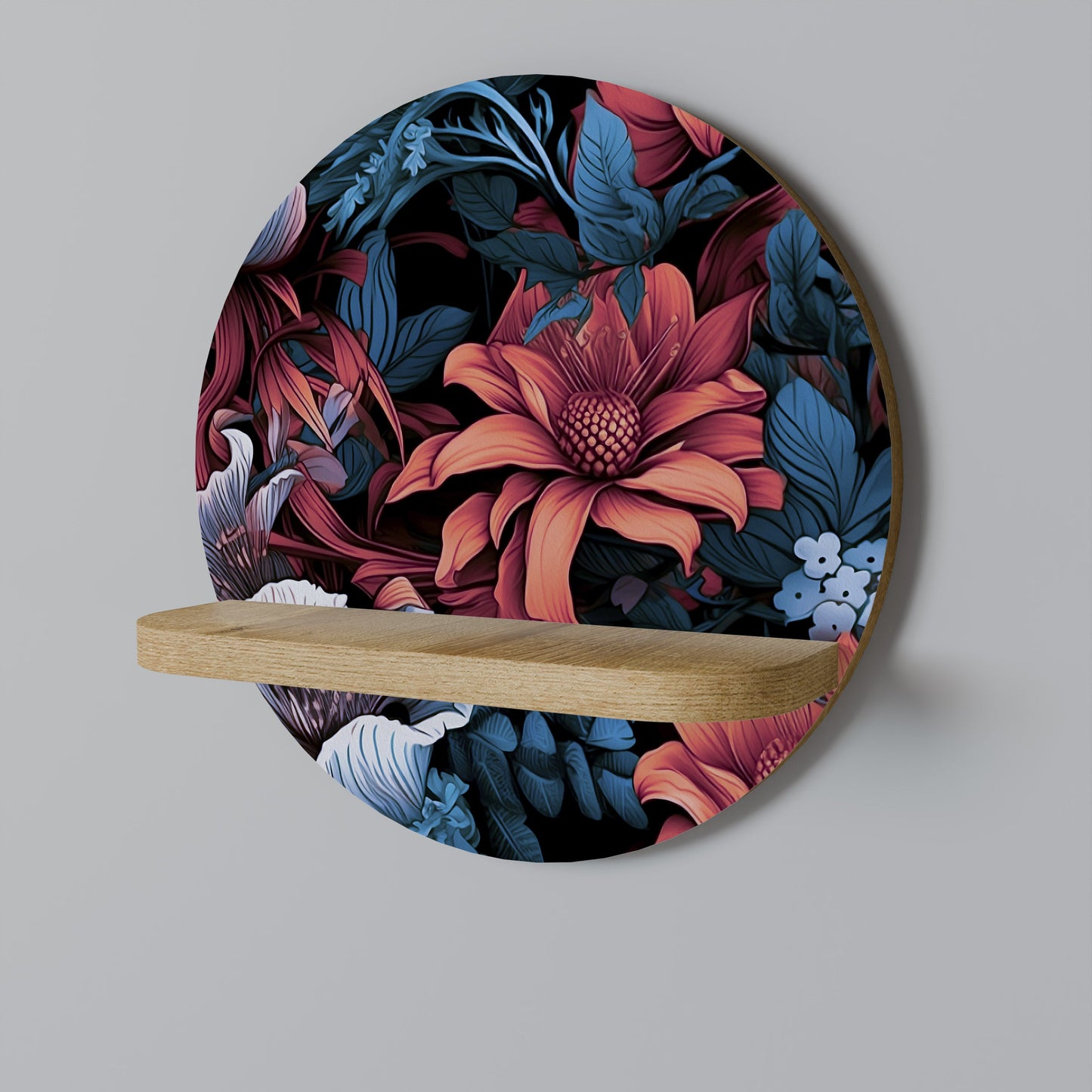 FLOURISH FANTASY Round Art Shelf In Oak Effect