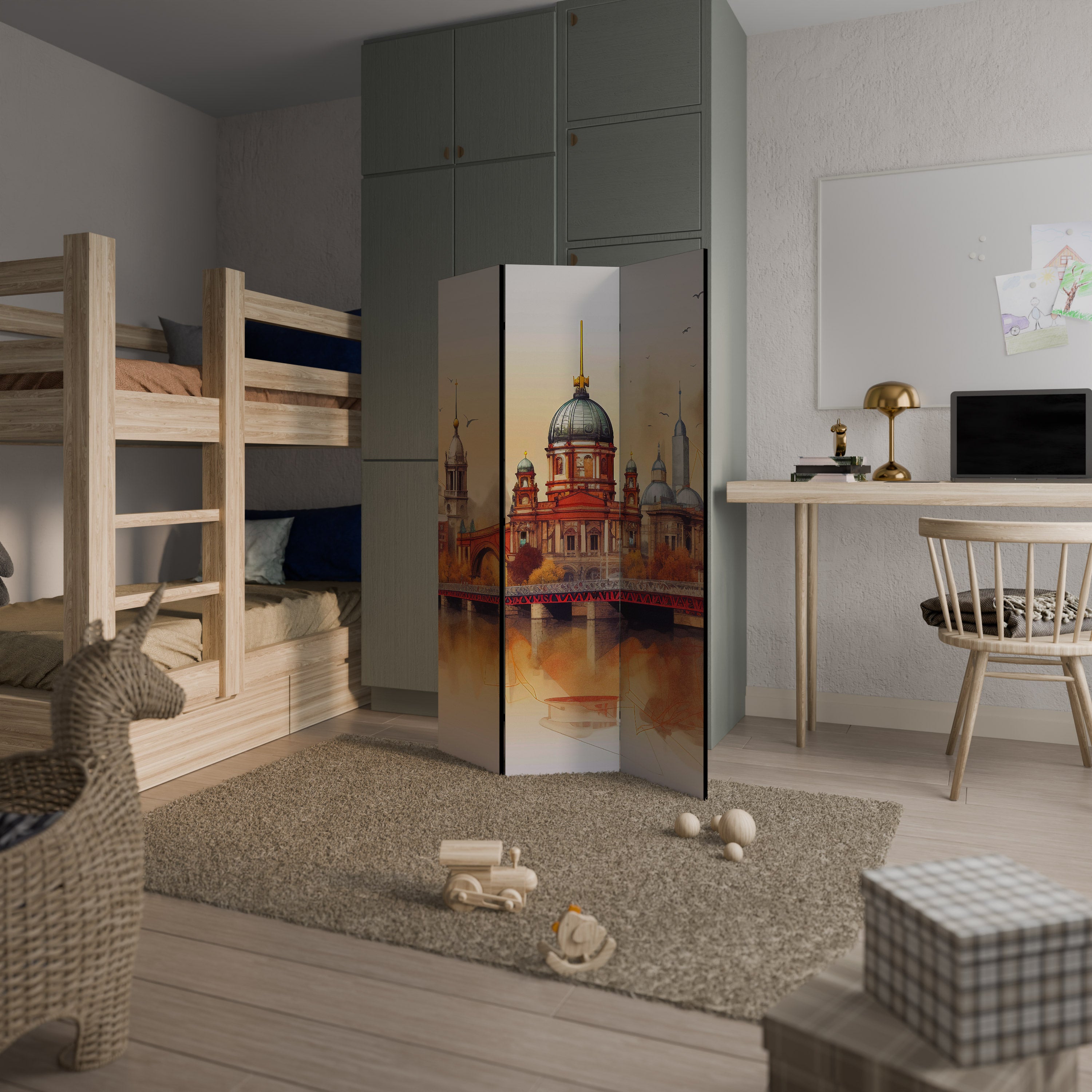 BERLIN SPIRIT Dekorativ rumsavdelare – 3 paneler