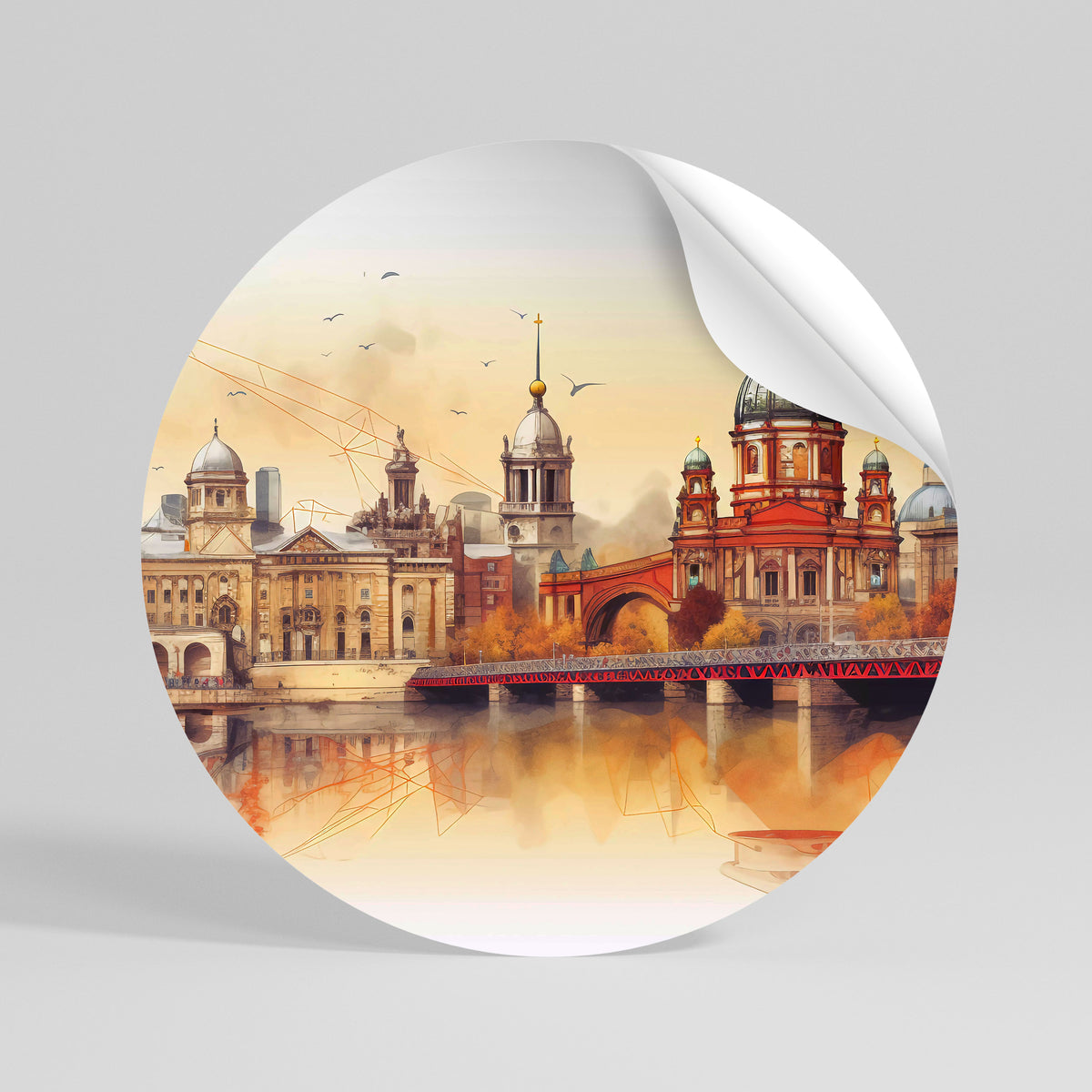 BERLIN SPIRIT Runder Wandsticker zum Abziehen und Aufkleben