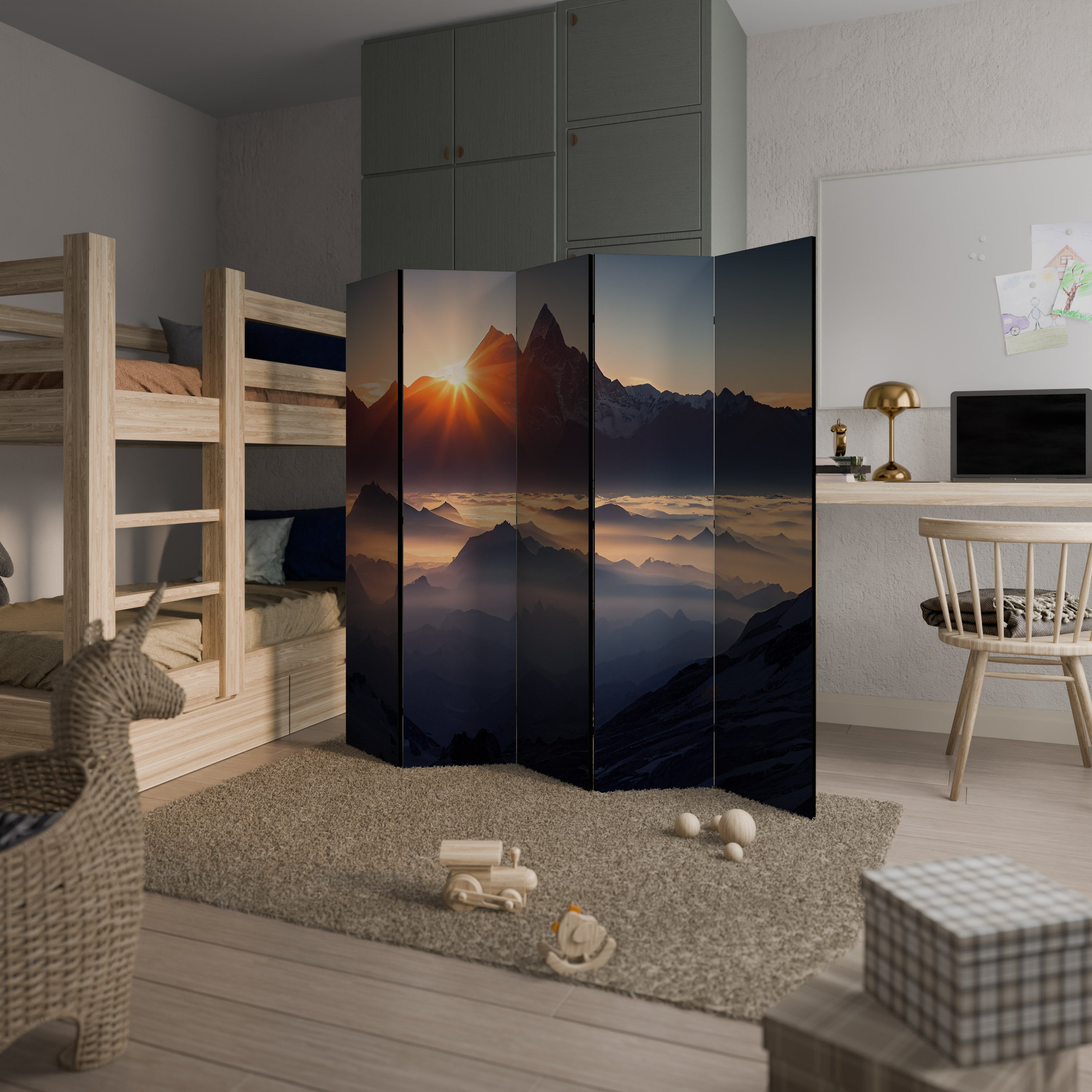 MOUNTAINS AT DAWN 5-Panel Room Divider