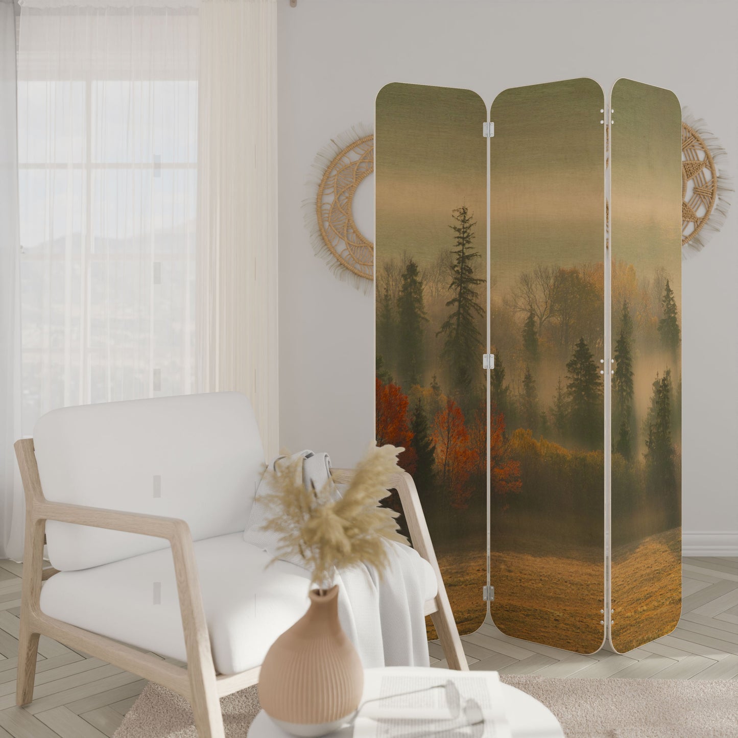 GILDING HOURS 3-Panel Plywood Room Divider