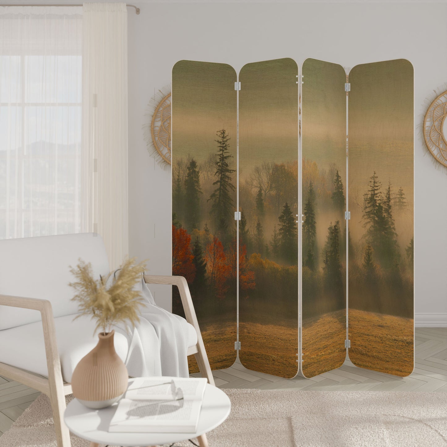 GILDING HOURS 4-Panel Plywood Room Divider